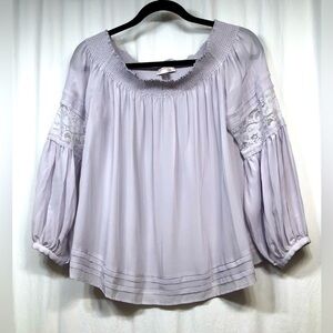 Olivia Palermo Chelsea28 Silk Lilac Purple Off Shoulder Top Blouse Medium